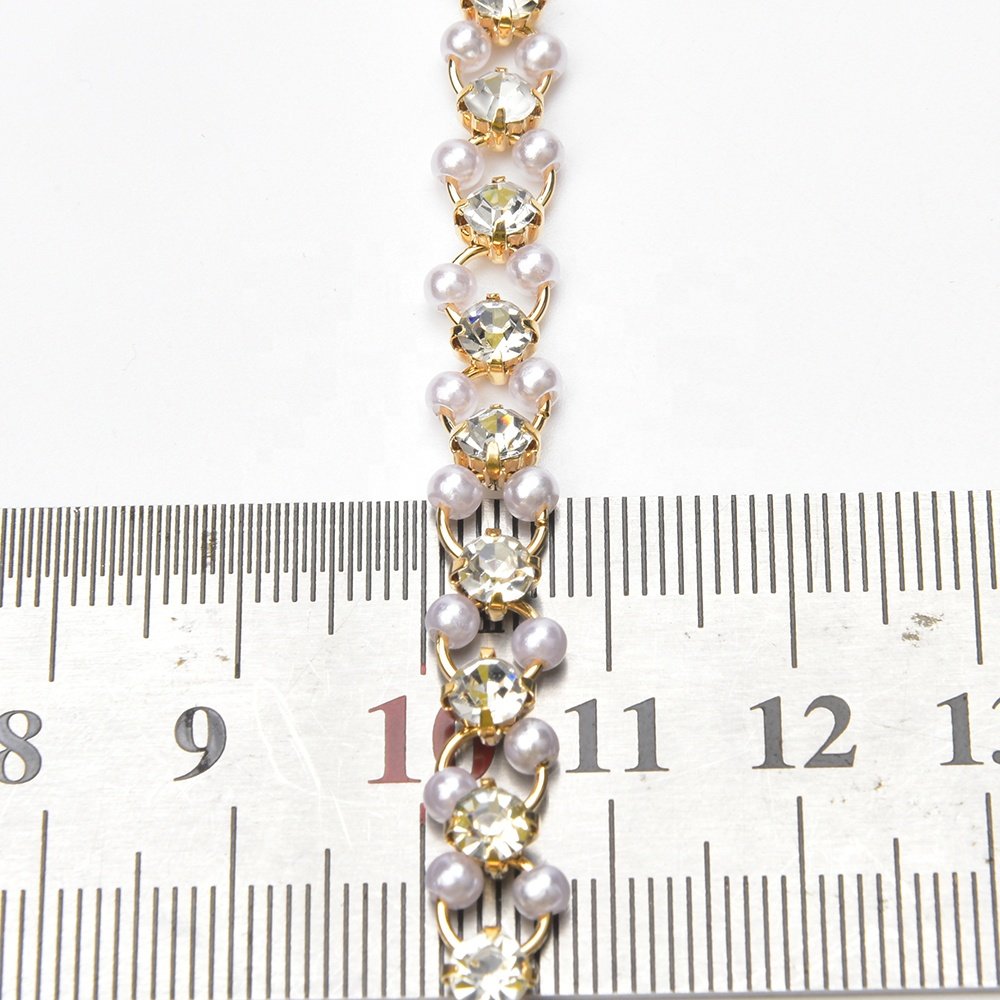 Round Circle Pearl Rhinestone Flower Chain Clothing Shoes Bags Decoration Crystal Trimming Diy Hair Wedding Accessories