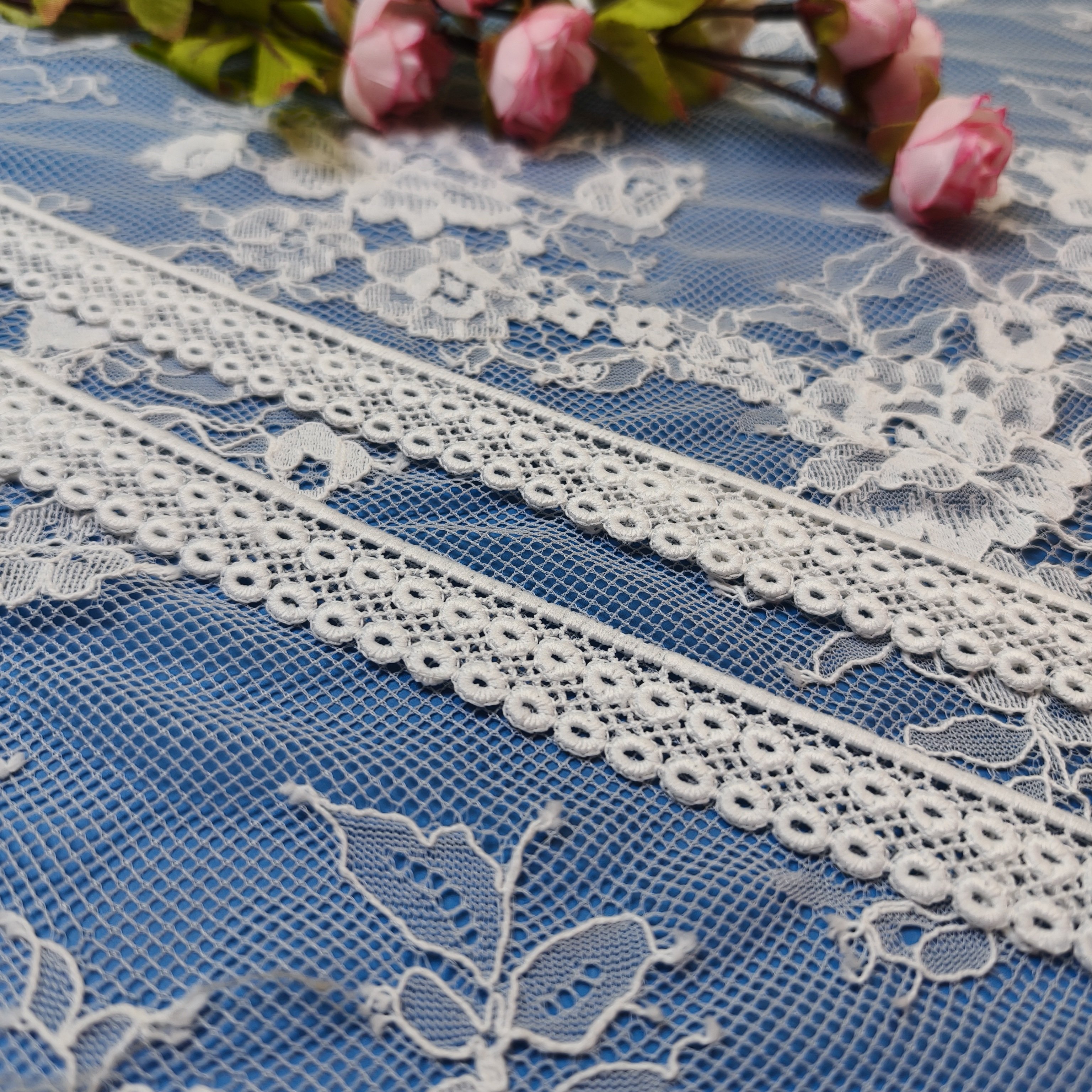 Hot Sale French Flower Trim Border Trimming Water Soluble Lace Trim