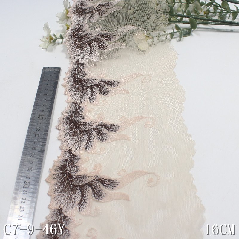 High quality 19cm red mesh embroidery lace trim accessories handmade DIY party clothing skirt curtain decoration