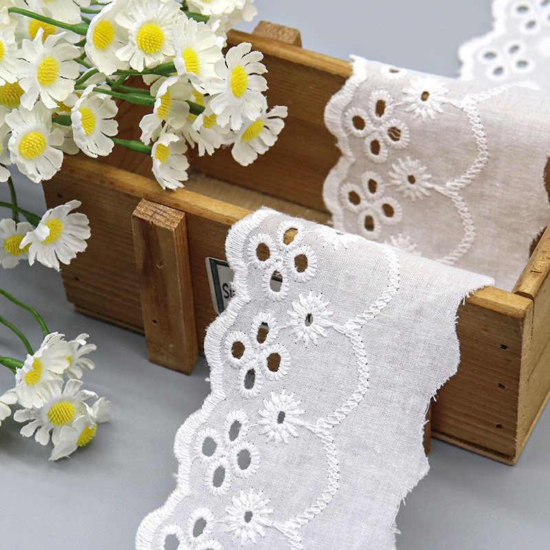 manufacturer wholesale eyelets 100% cotton lace trim lace border trim for dress