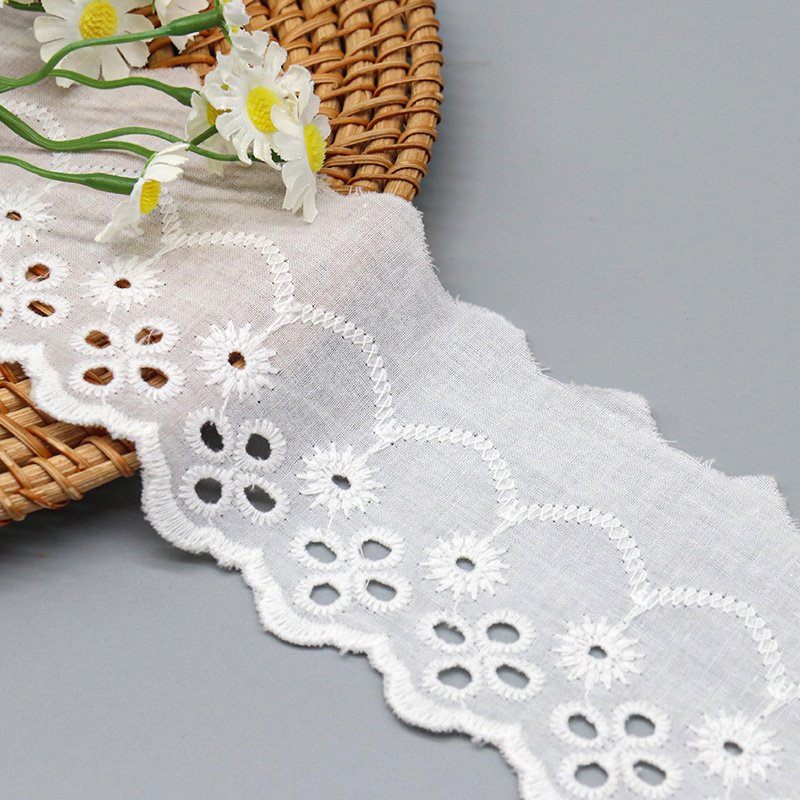 manufacturer wholesale eyelets 100% cotton lace trim lace border trim for dress