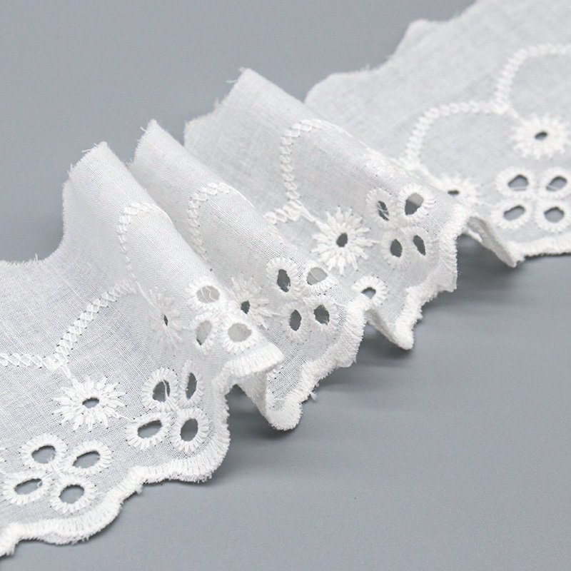 manufacturer wholesale eyelets 100% cotton lace trim lace border trim for dress