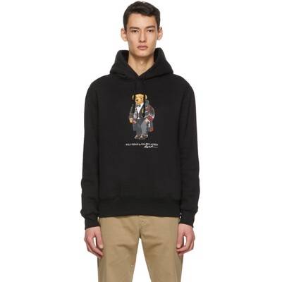 RL new authentic men's thick velvet fisherman coat Little bear printed hooded sweater jacket jacket
