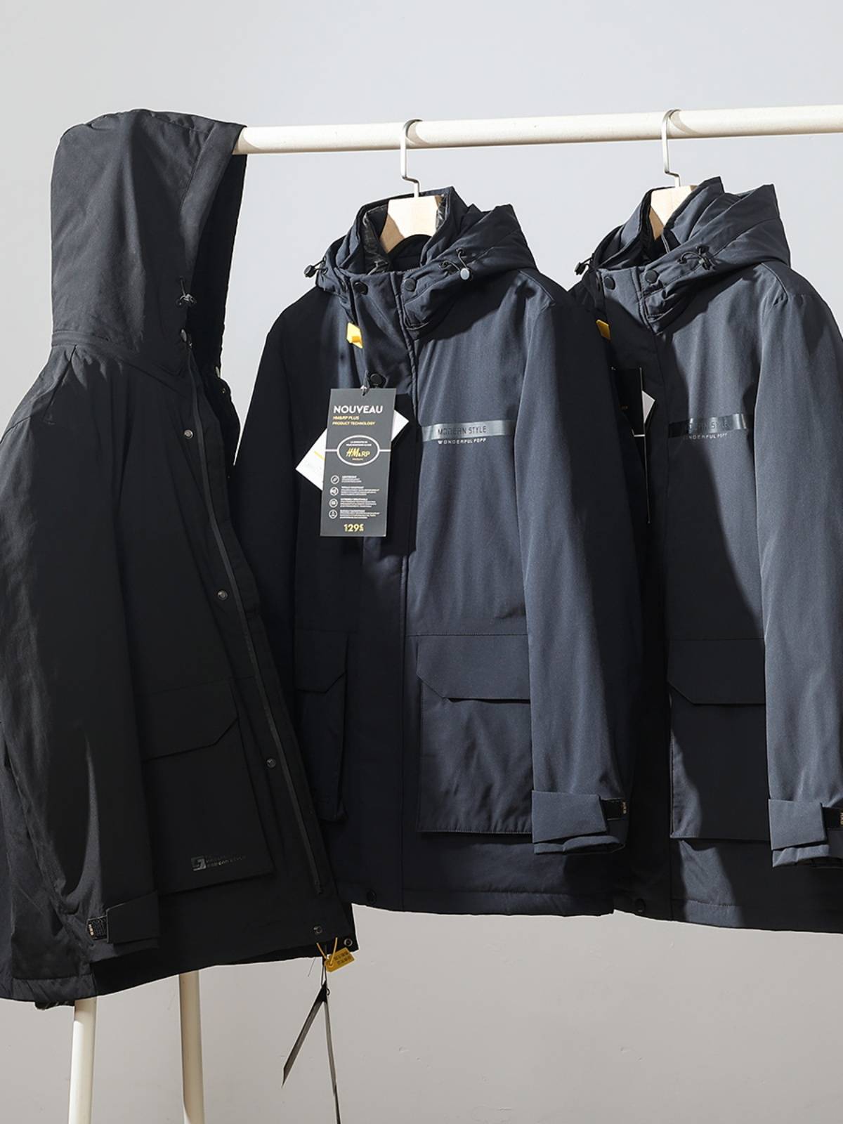 Keep warm goose down jacket winter hooded mid -length down jacket men