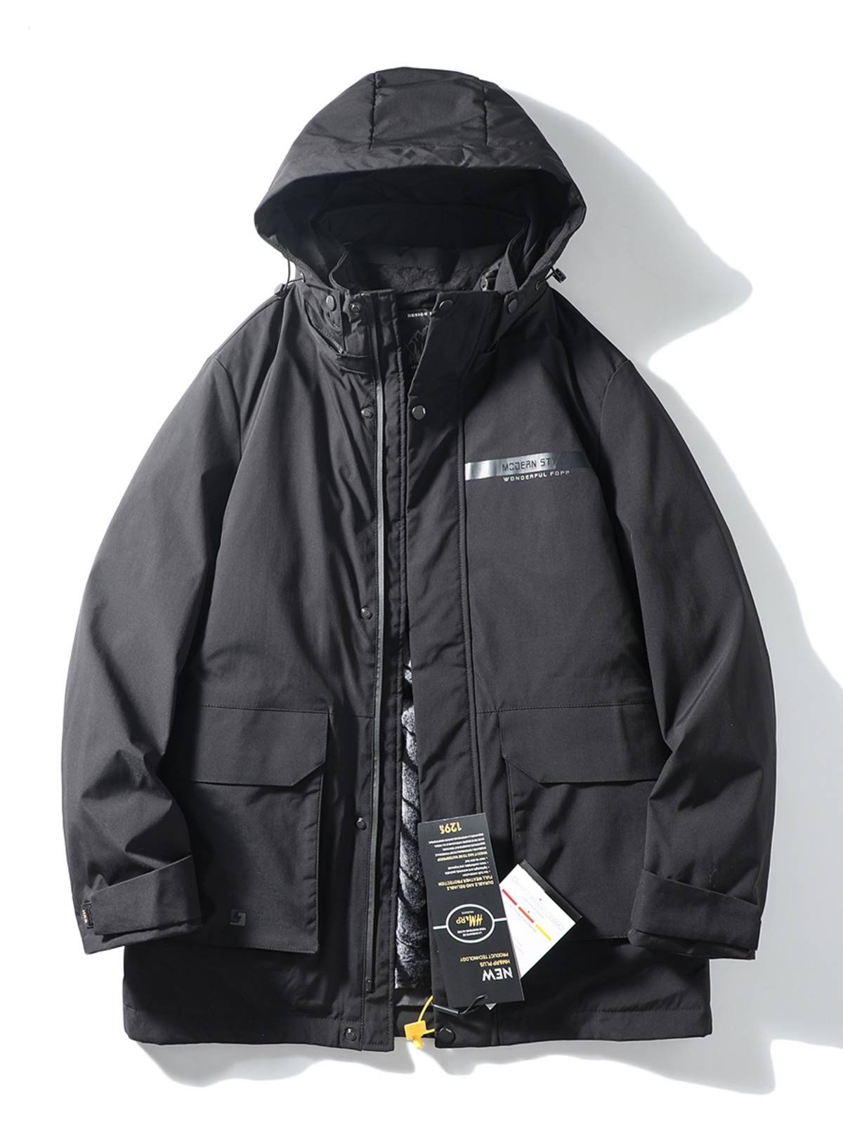 Keep warm goose down jacket winter hooded mid -length down jacket men