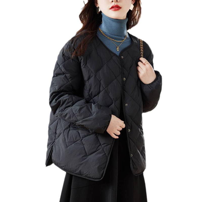 Japanese export women's big -name cutting tail single genuine discount 95 white goose velvet round neck down jacket outer jacket female