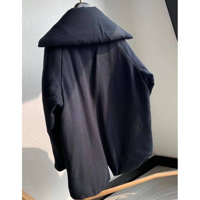 Winter women's loose deconstruction silhouette sperm texture oblique texture lightweight wool jacket down jacket