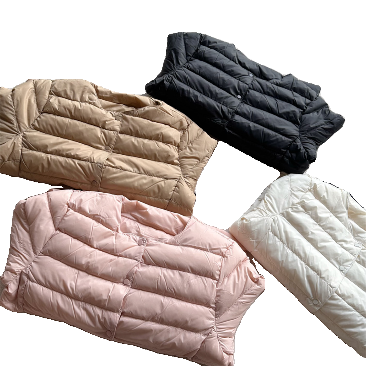 95%white goose velvet high luxury cattle stacking inside and outside wearing no inner biliary, the same color, light thin round neck down jacket winter