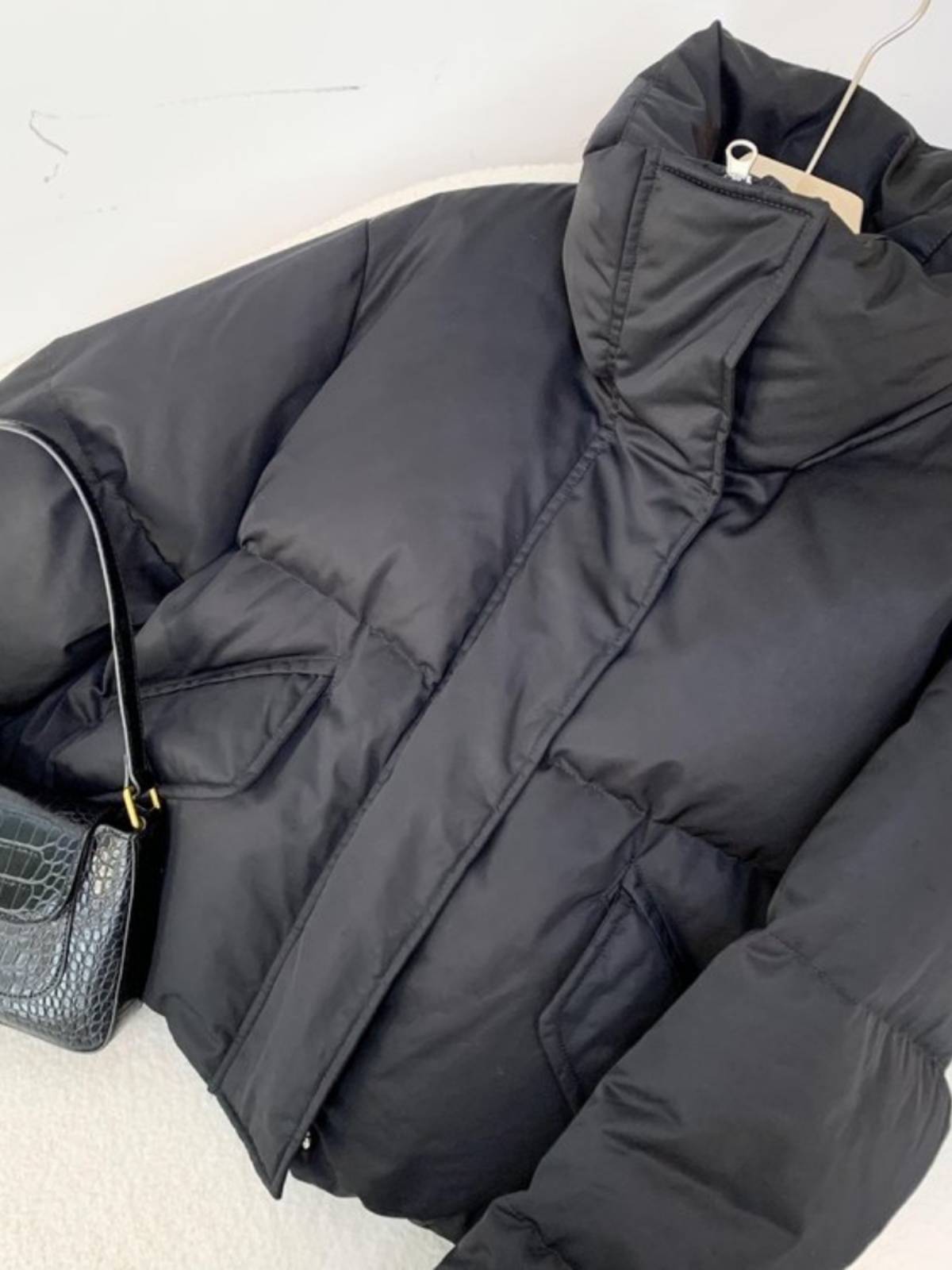 French minimalist design 90 duck down short down jacket
