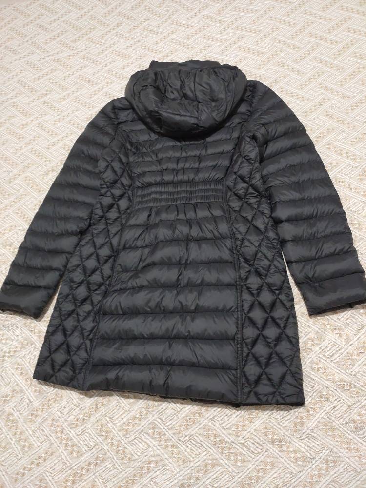 Chun Yuanmei M series edge can remove the cap and press the waist, the waist, the slimming, thin medium long down jacket