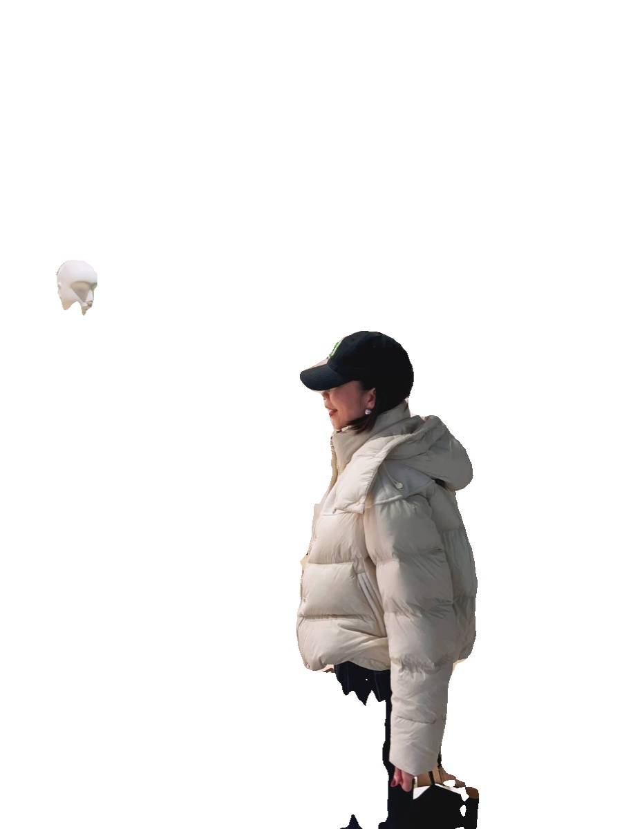 Fluffy and warm 90 white goose velvet short stand -up collar down jacket