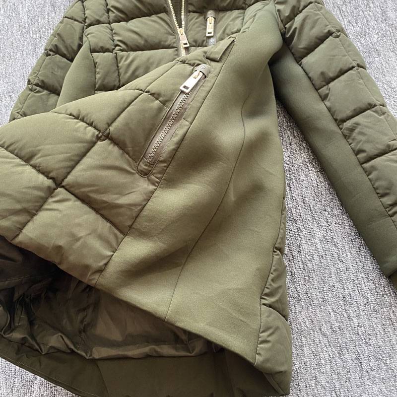 Meimei big -name original single micro flaw lady medium -long long -term capable cap, down cotton cotton cotton cotton stitching cotton jacket