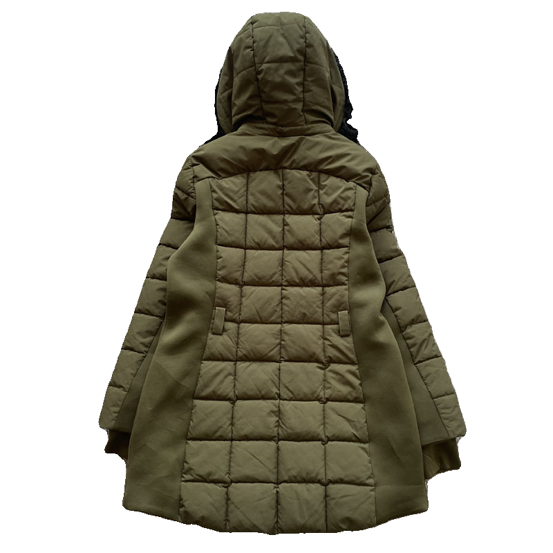 Meimei big -name original single micro flaw lady medium -long long -term capable cap, down cotton cotton cotton cotton stitching cotton jacket