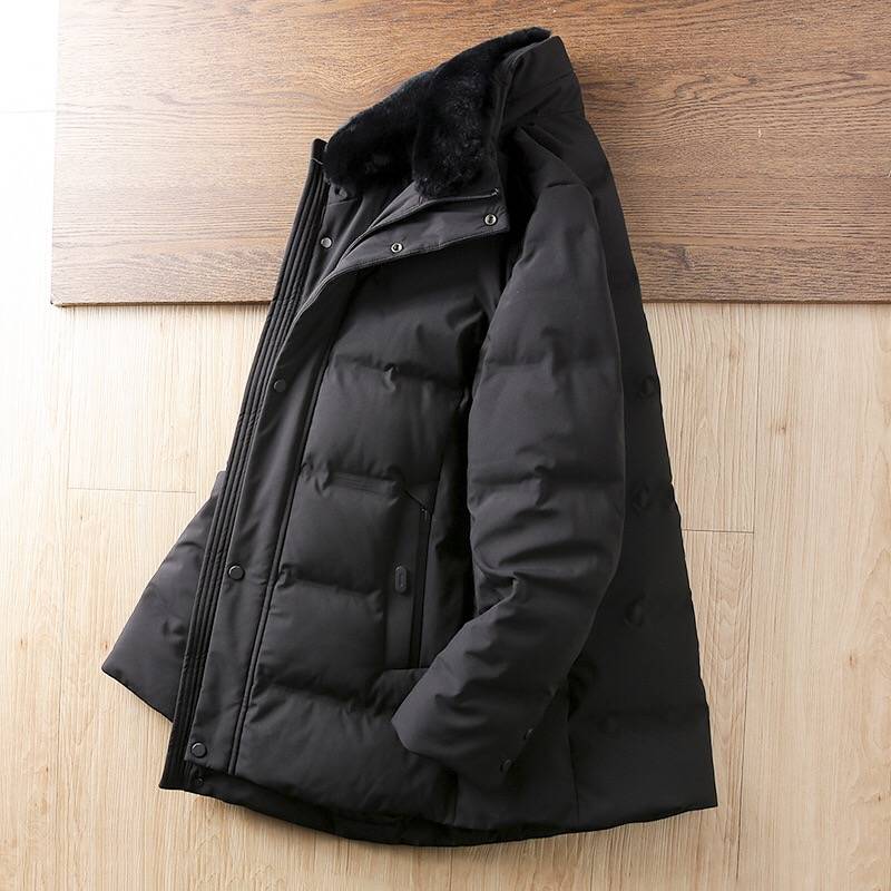 Otter rabbit hair collar removable ~ 80 duck down thickened stand -up collar down jacket men's middle and elderly