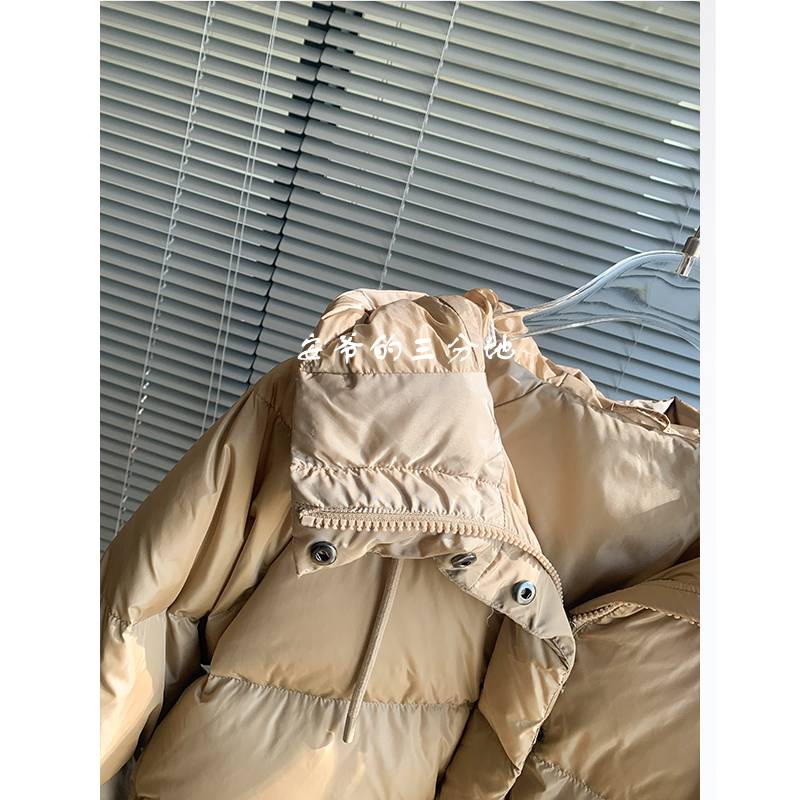 Winter new short hooded down jacket camel coat