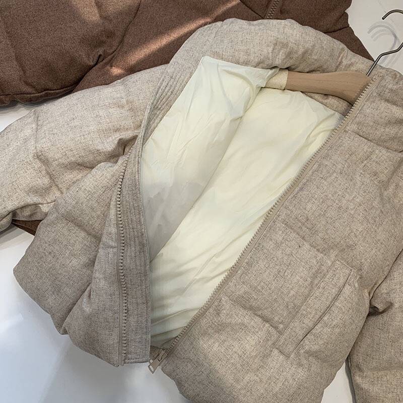 Good quality!Miss Gentle Sister's temperament ~ Super beautiful warm white duck down loose short bread down jacket winter