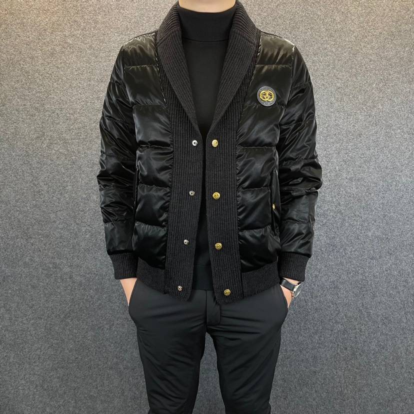 European station temperament bright face down jacket men's winter warm 90 white duck down lapel coat youth casual short tide