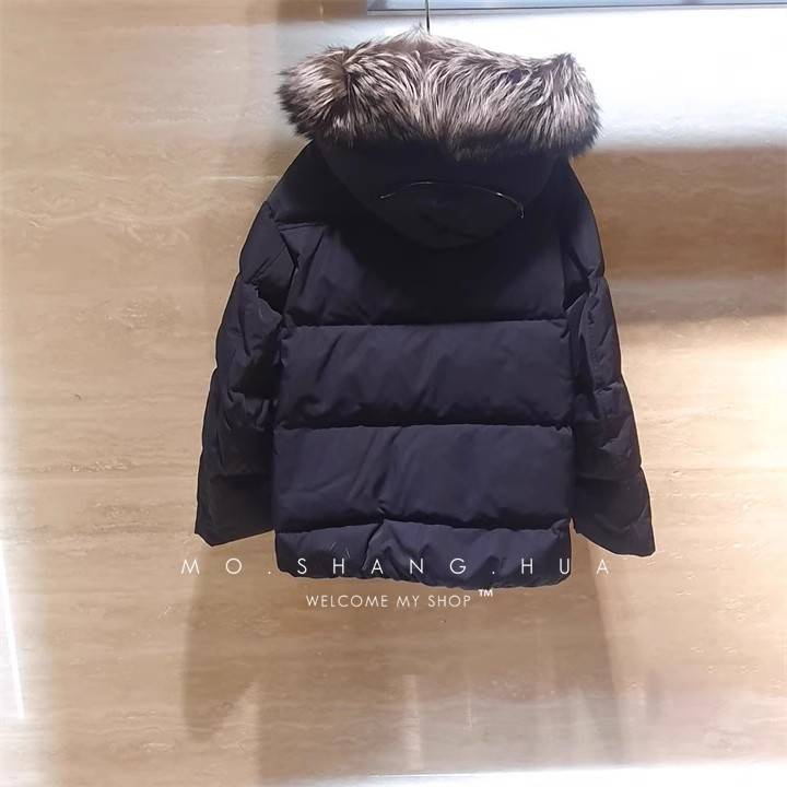 Light luxury style mid -length hooded silver fox hair collar down jacket