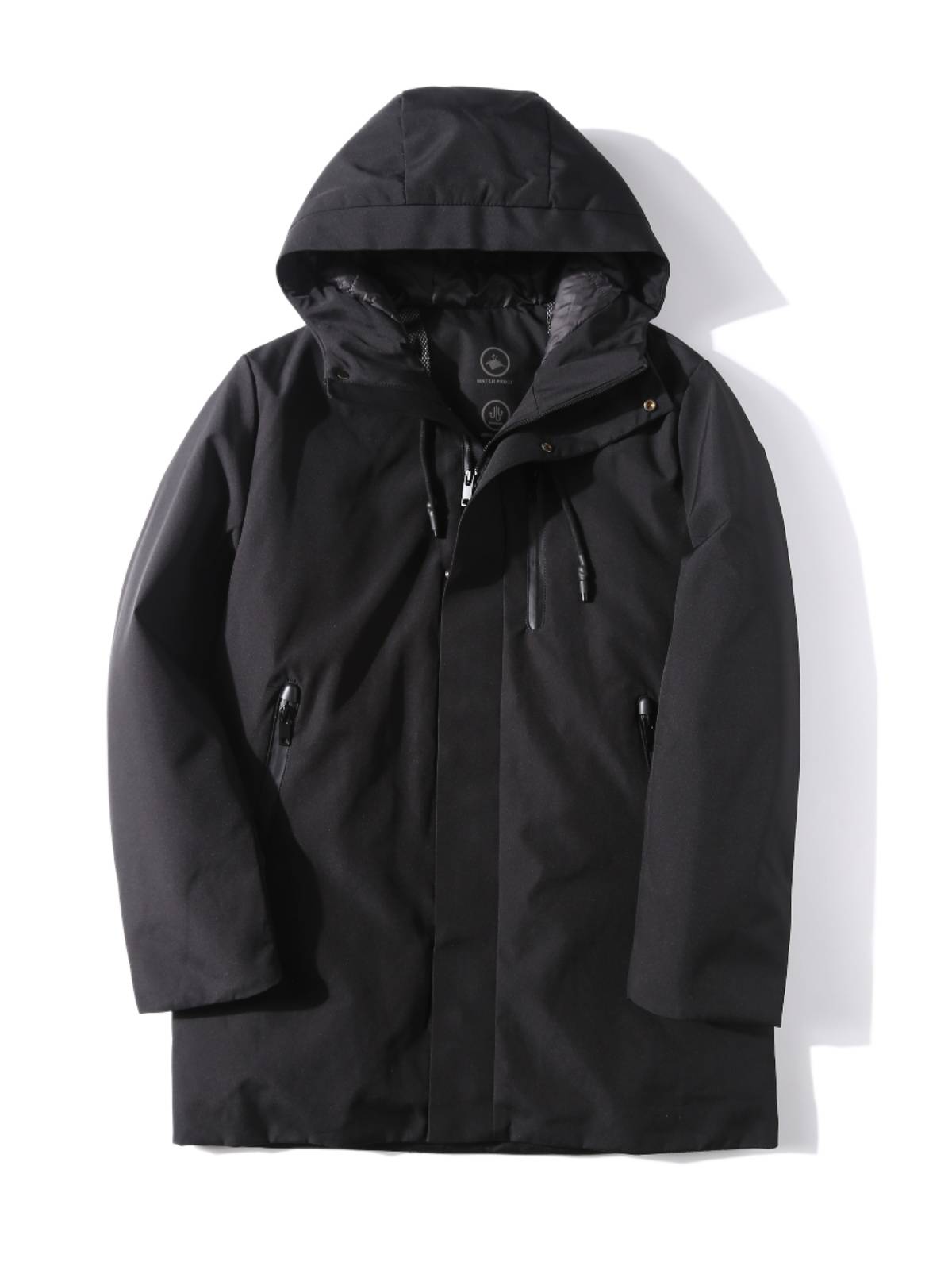 Men's hooded recreational mid -length down jacket jacket