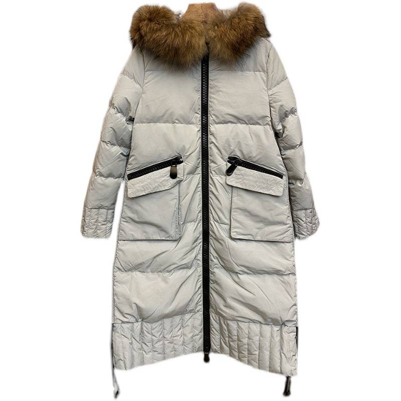 Real Mao Ling Mid -length single zipper casual down jacket