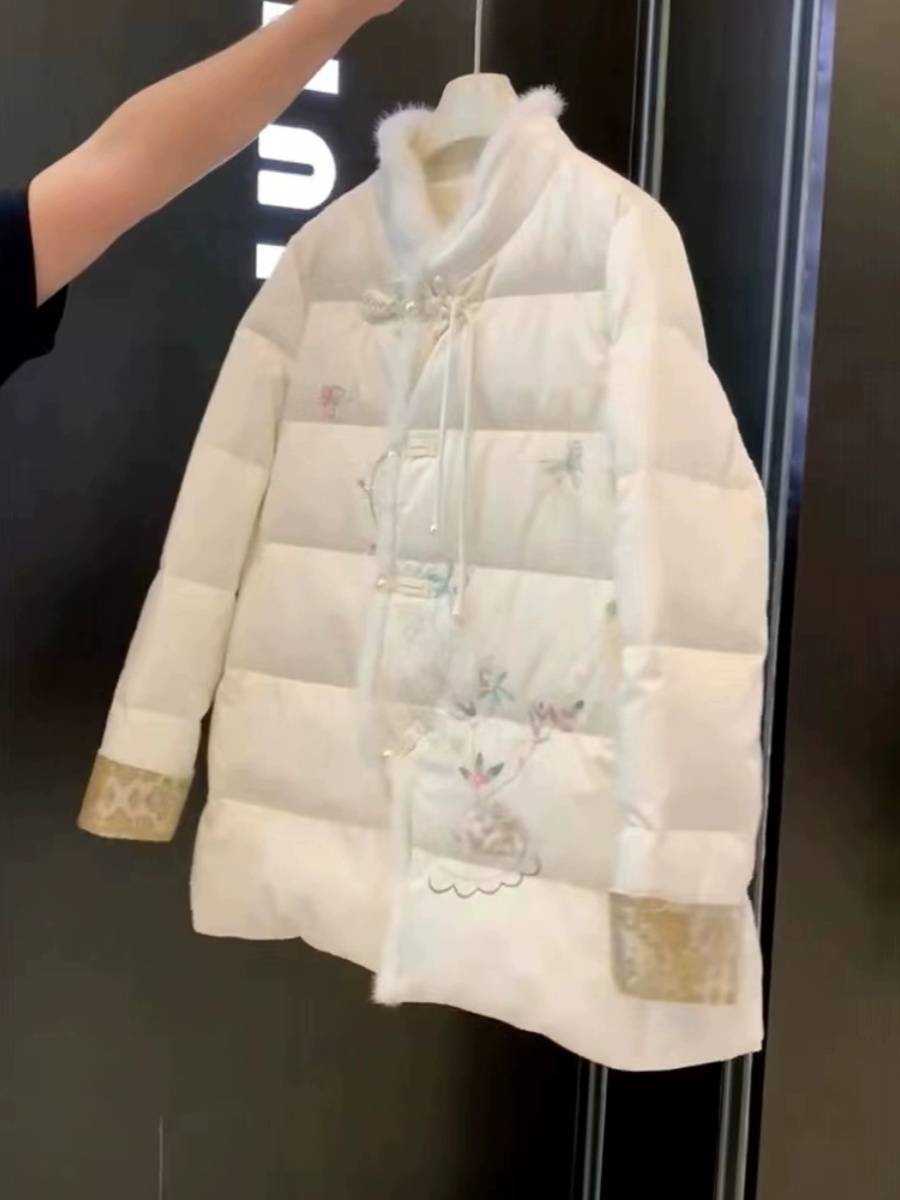 Chinese national style high -level sensory printed plate buckle cotton jacket