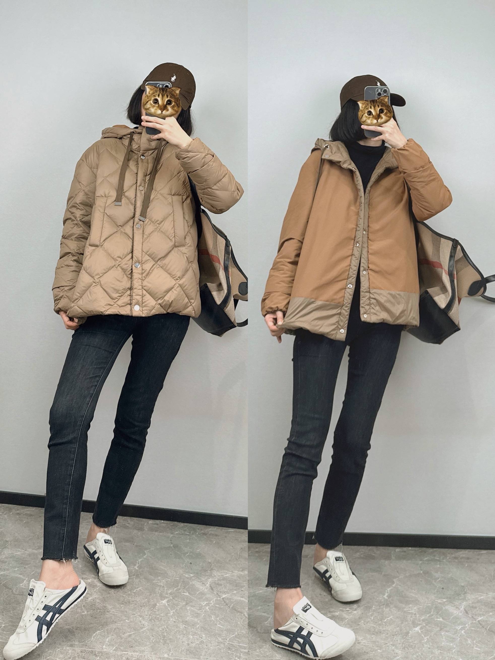 Short waterproof hooded down jacket