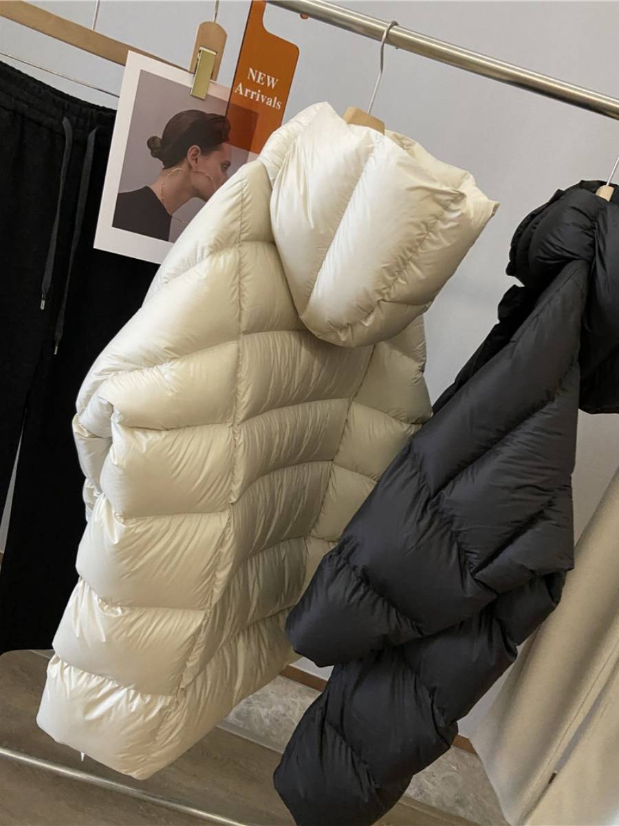 Super gently cocoon puff down jacket female medium long 23 winter new high -level high -level wide version, warm and thicker hooded