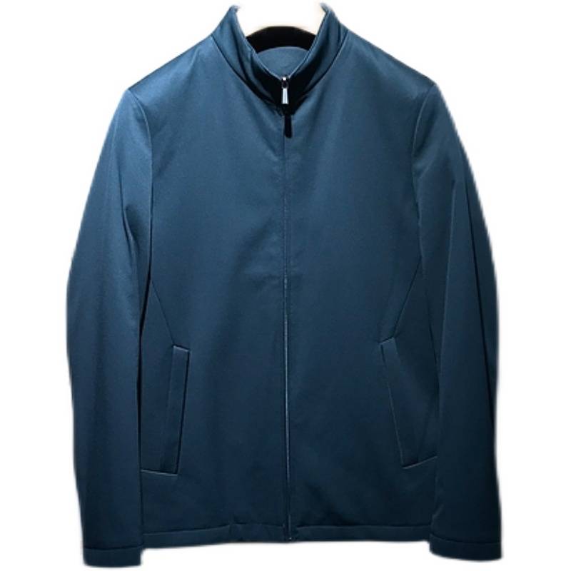 Stand -up business conventional goose velvet down jacket ink green