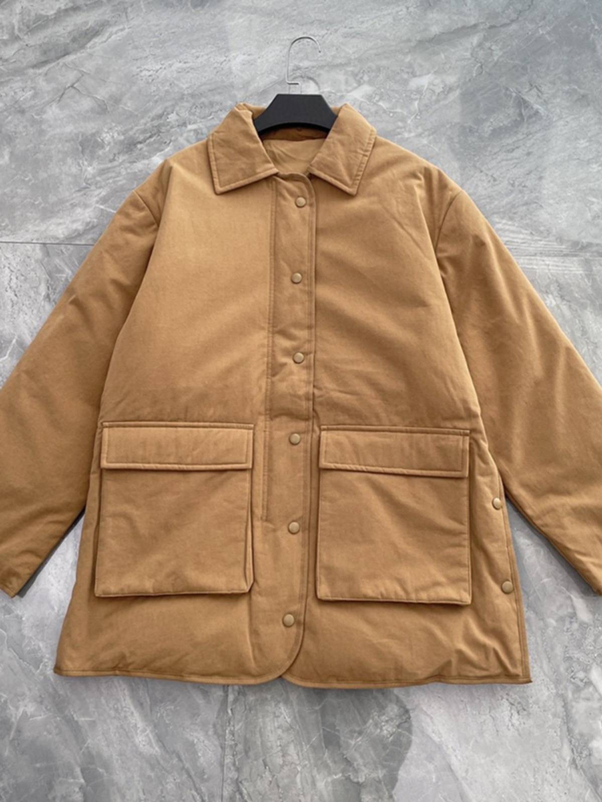 Japanese solid color simplicity workers style down jacket