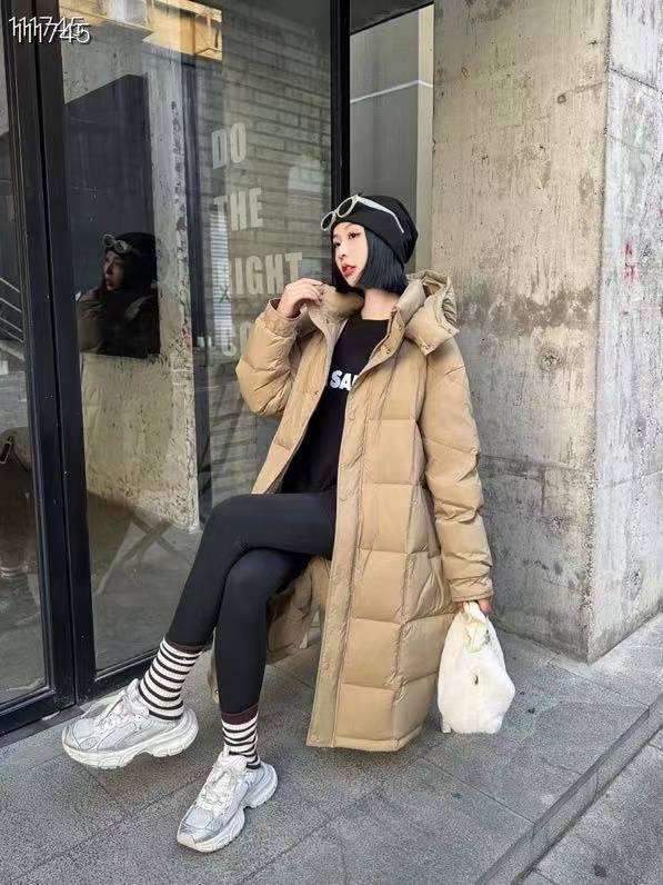 Large quilts over knee -knee white duck down down jacket winter