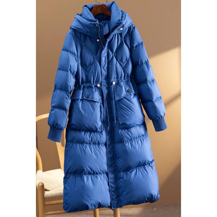 Waist -hooded 90 velvet down jacket female
