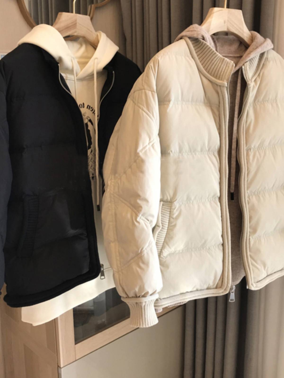 Simple knitted edge light thin down jacket