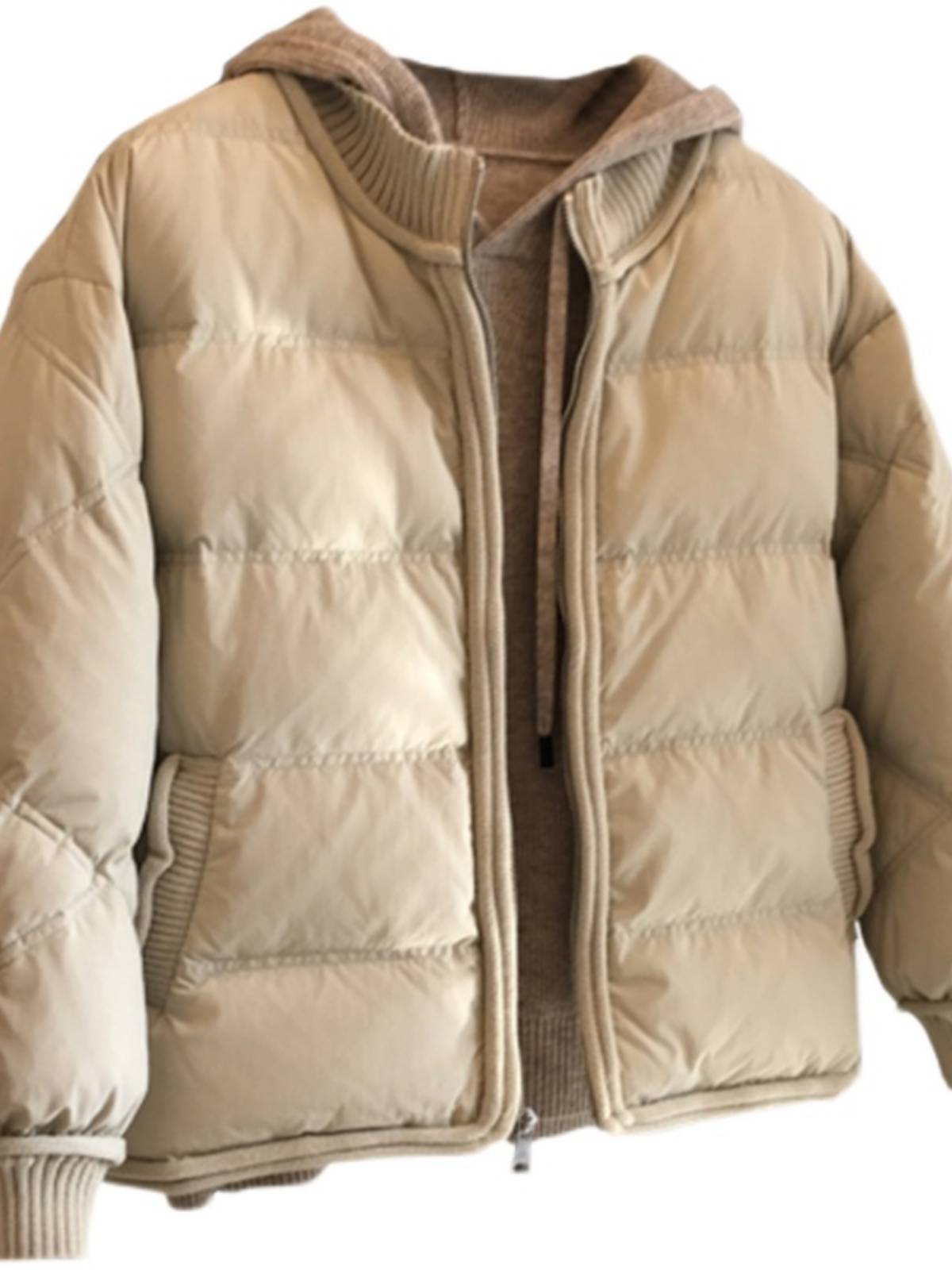 Simple knitted edge light thin down jacket