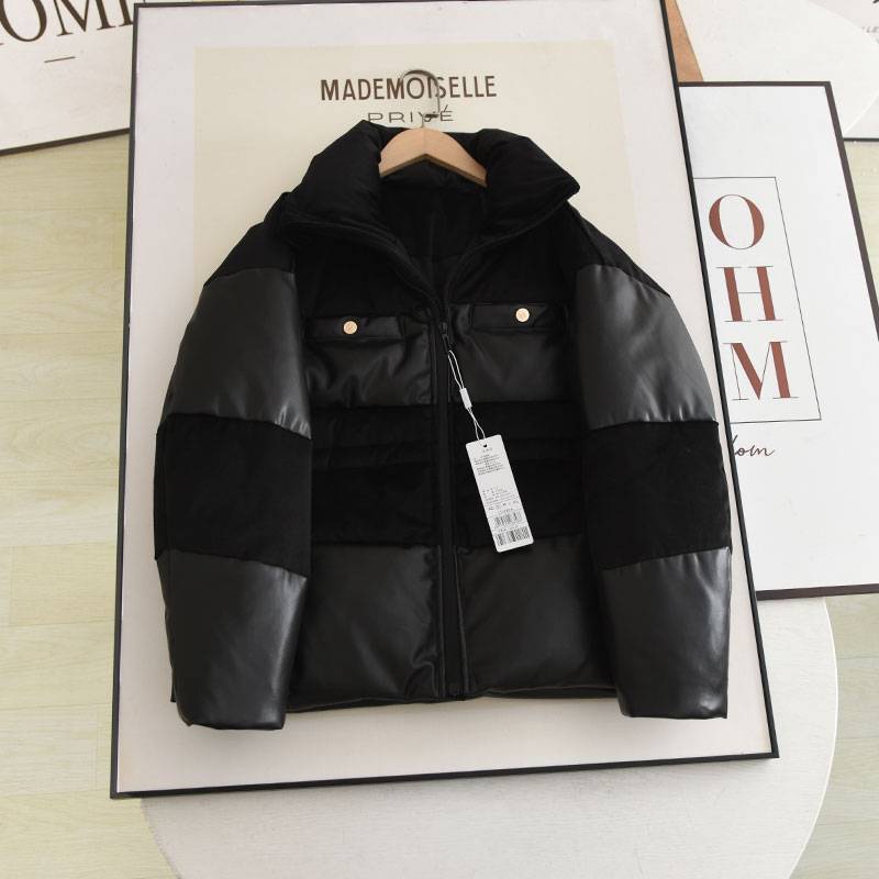 Loose leisure versatile warm PU down jacket jacket