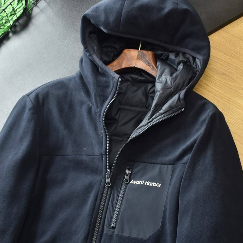 One clothes three wearing outdoor casual hooded down jackets