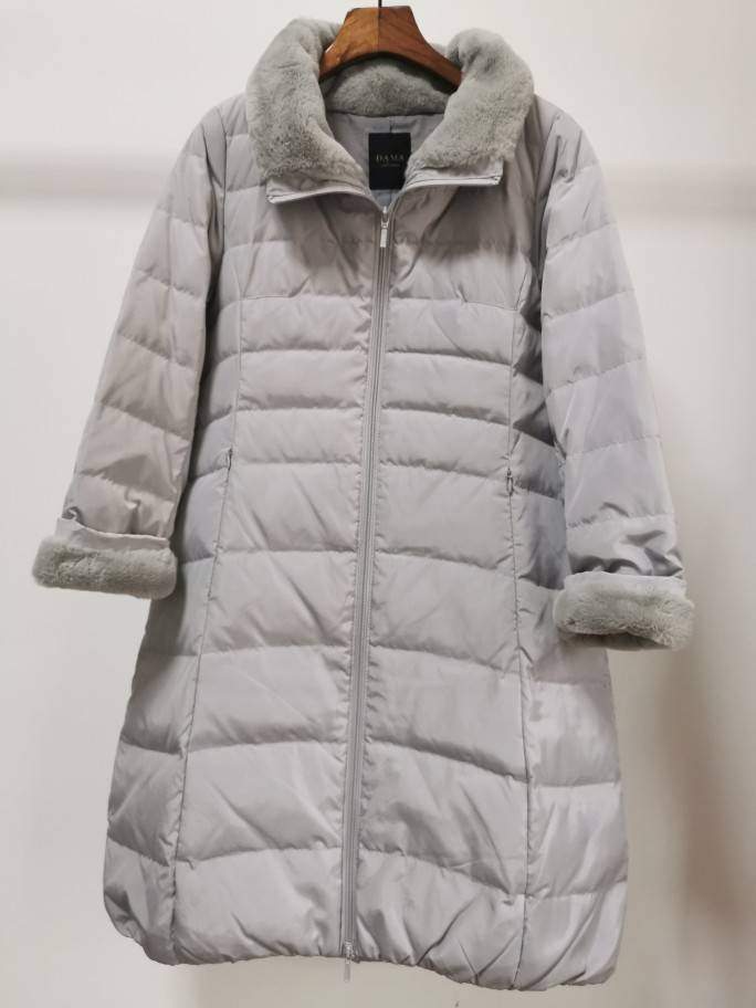 Y single Japanese brand D*a*m*a hairy collar small A -line long down jacket