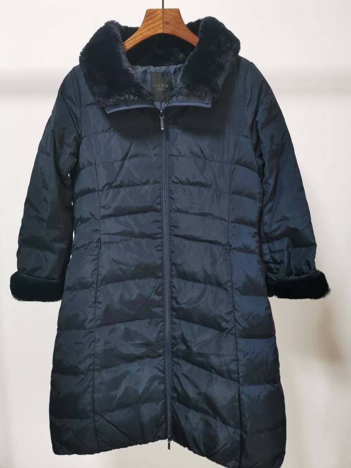 Y single Japanese brand D*a*m*a hairy collar small A -line long down jacket