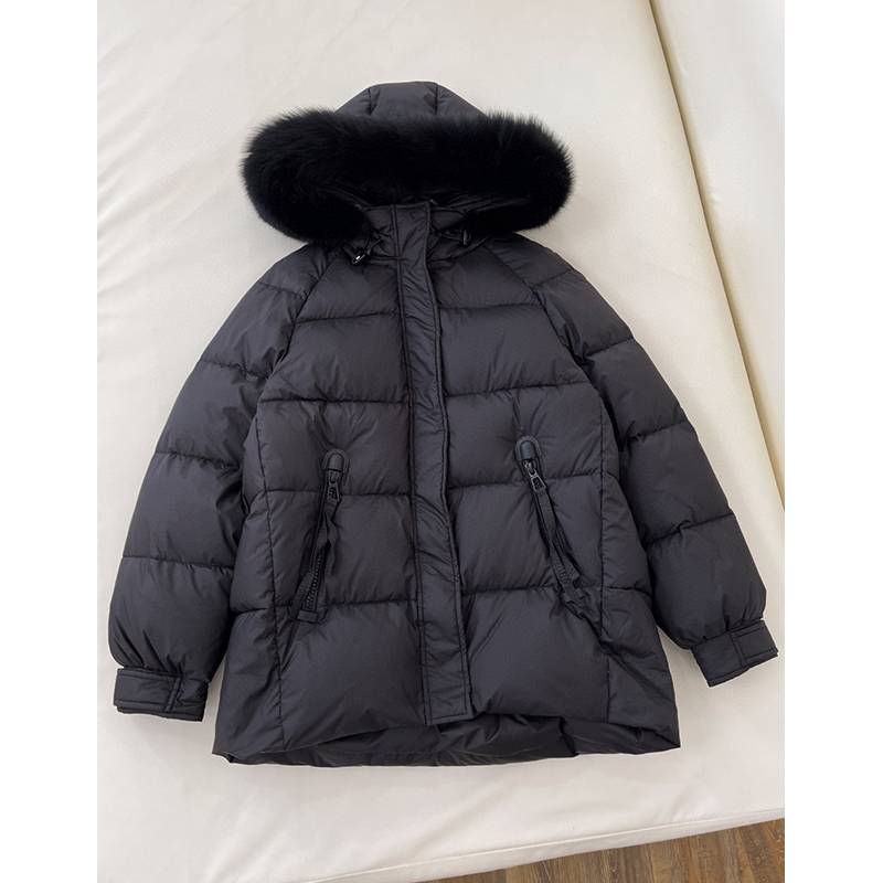 2023 Winter new big hair thickened, hooded loose and loose meat down jacket female yuan