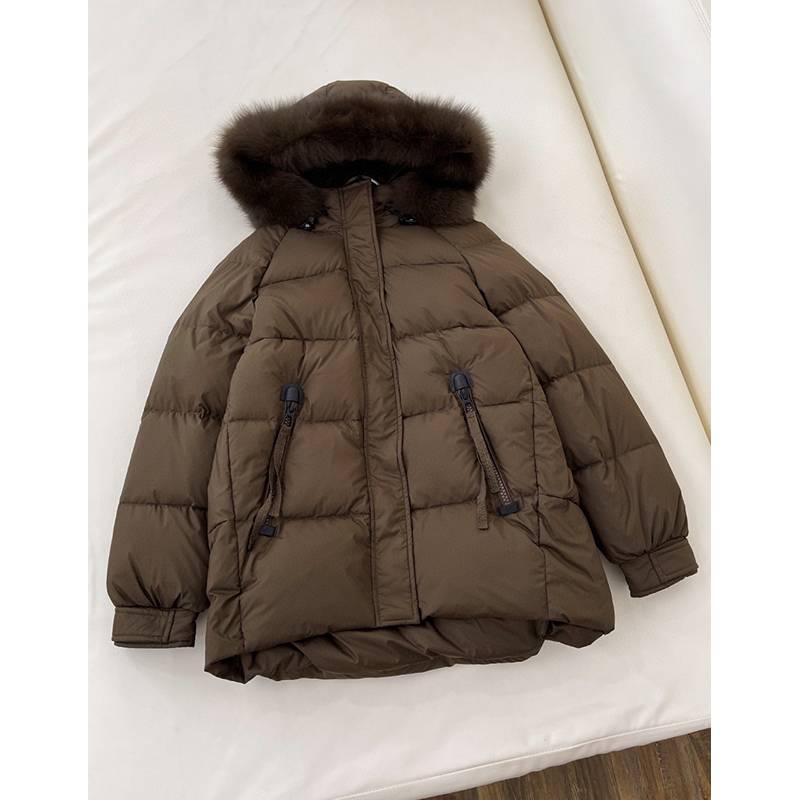 2023 Winter new big hair thickened, hooded loose and loose meat down jacket female yuan