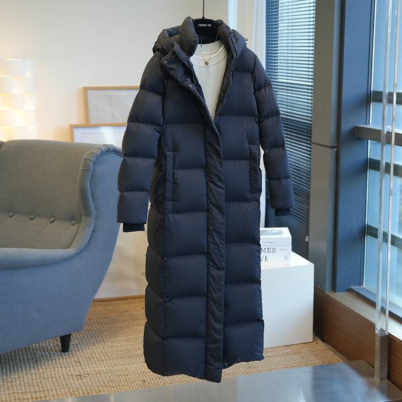 Worm Little White Duck down mid -length hooded down jacket