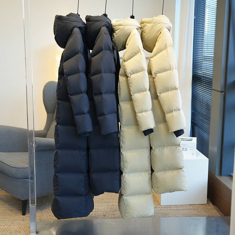 Worm Little White Duck down mid -length hooded down jacket