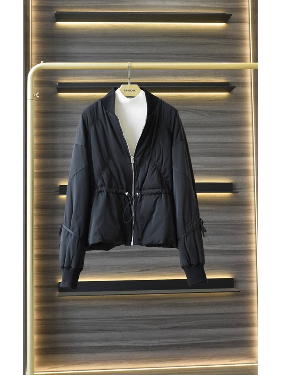 Street nylon polyester conventional stand -up collar light thin down jacket