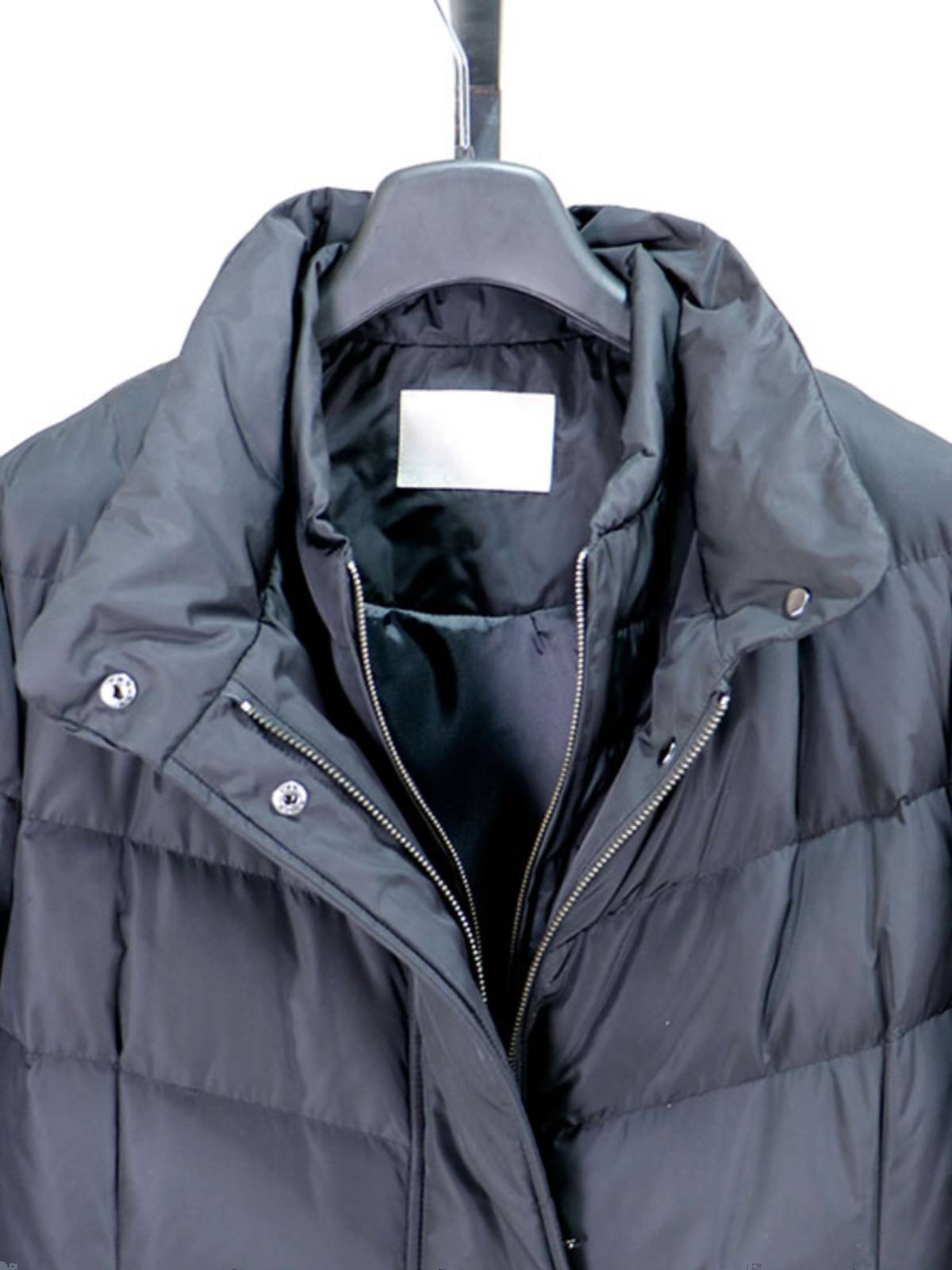 2023 White goose down jacket medium and long women's zipper minimalist large size women's commute winter loose and thin