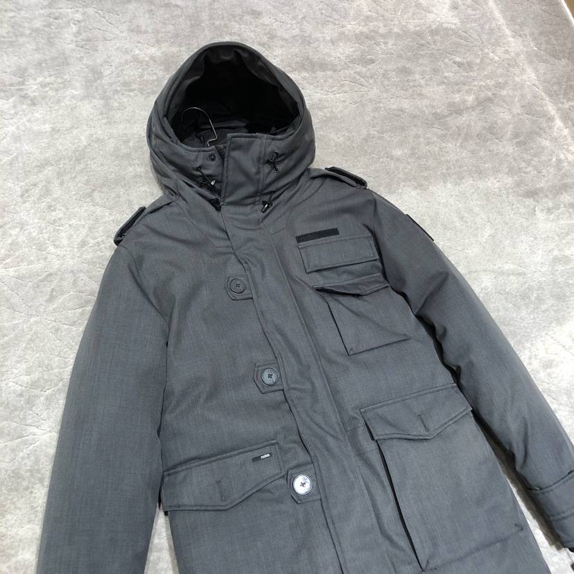 NOBIS thickened warm down jacket mid -length male jacket gray black army green