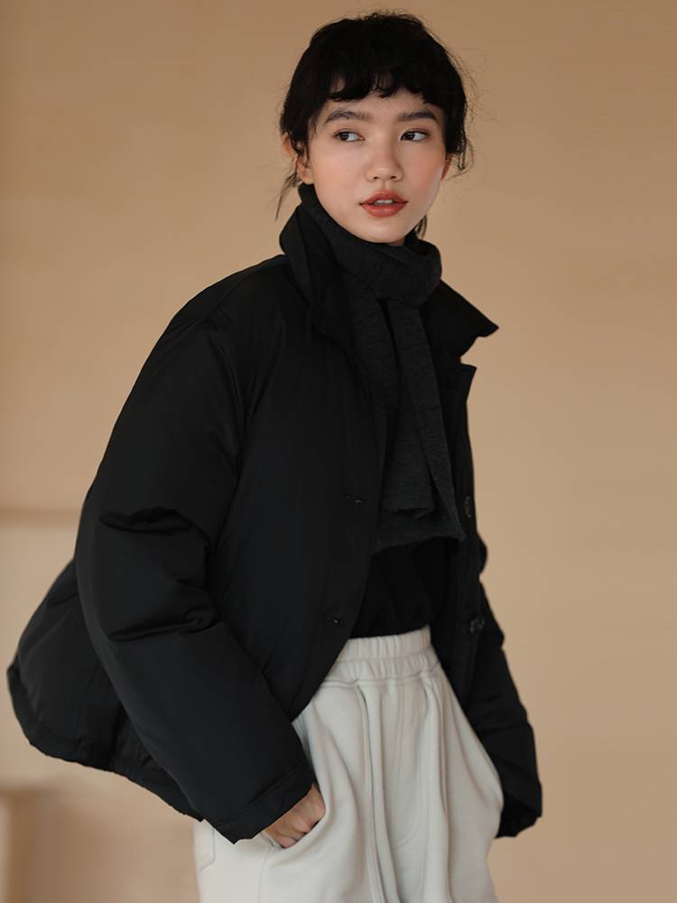 Miss Harbin Winter New Simple Simple Short Short Neck 90 White Duck Volume Windproof Bread Bread Pills Female