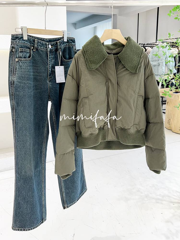 Thick -warm knitted knitted large lapel casual jacket
