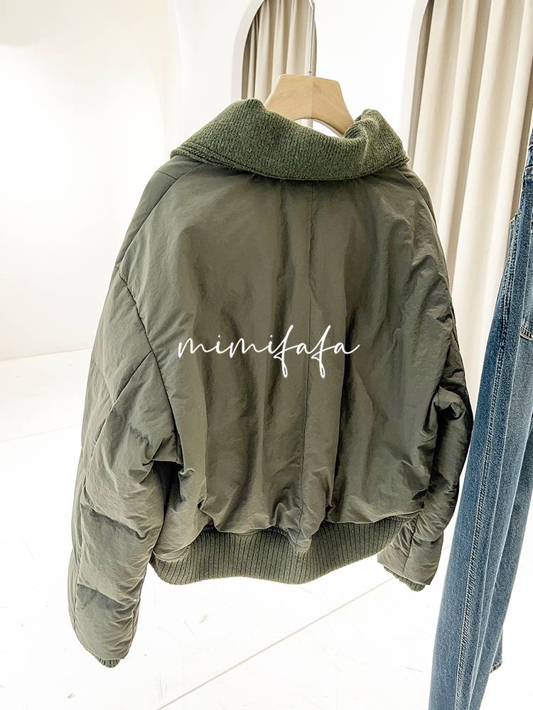 Thick -warm knitted knitted large lapel casual jacket