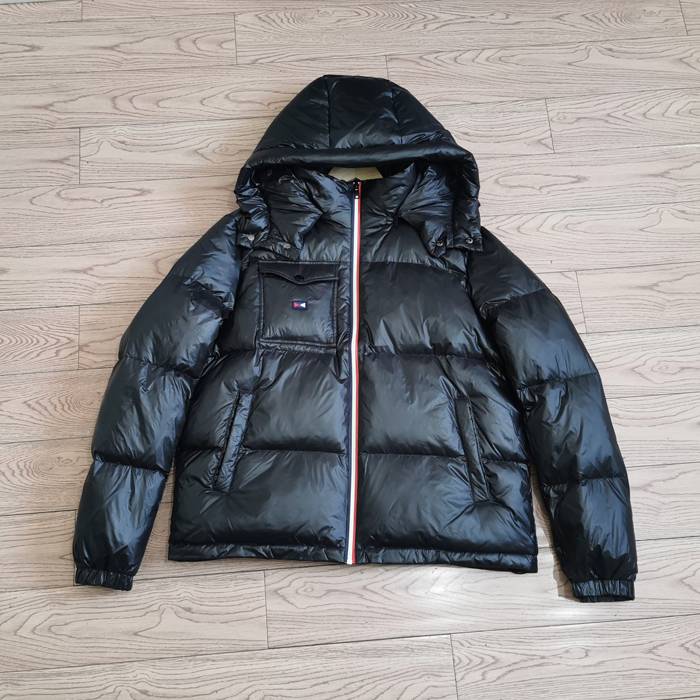 Counter brand men's black fluffy thick and warm down jacket waterproof windproof hooded jacket 23 winter new model