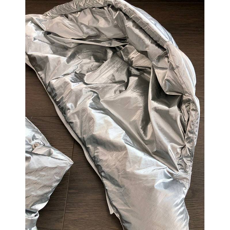 Winter new women's silver -colored shiny wool collar down jacket, filled 95 white goose down