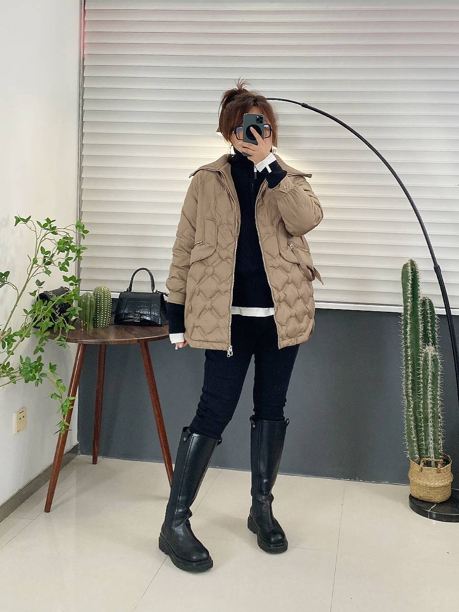 European goods knitted collar stitching design feel down jacket large size